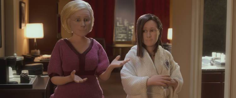 La marioneta Emily (Tom Noonan) con Lisa (Jennifer Jason Leigh)
