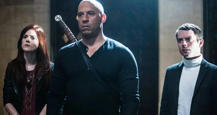 Rose Leslie, Vin Diesel y Elijah Wood en la película 'El último cazador de brujas'