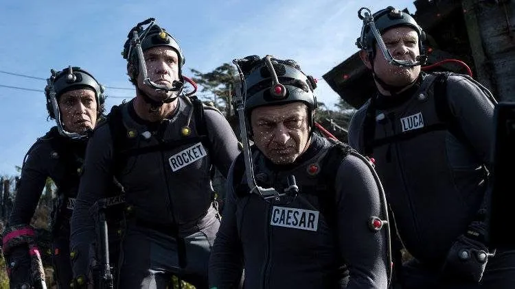 Andy Serkis y Terry Notary durante el rodaje de la película